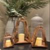 AMERICAN MANTLE Decorative Stainless Steel and Glass Candle Lantern Set (3, Rose Gold) view 4