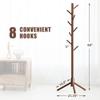 Haddockway Wooden Coat Rack Stand with 8 Hooks New Zealand Pine 3 Adjustable Coat Standing Tree Easy Assembly for Coats, Hats, Scarves and Handbags for Entryway, Hallway, Bedroom, Office view 2