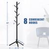 Haddockway Wooden Coat Rack Stand with 8 Hooks New Zealand Pine 3 Adjustable Coat Standing Tree Easy Assembly for Coats, Hats, Scarves and Handbags for Entryway, Hallway, Bedroom, Office view 2
