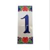 15cm x 4.8cm Hand-painted Italian Red Rose Ceramic House Numbers Tiles, Letters & Frames (Red Number 1) view 1