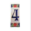 15cm x 4.8cm Hand-painted Italian Red Rose Ceramic House Numbers Tiles, Letters & Frames (Red Number 4) view 1