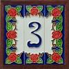 15cm x 4.8cm Hand-painted Italian Red Rose Ceramic House End Tiles (End) view 3