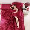 Ultra Soft Silk Like Satin 8 Piece Comforter Set (Comforter + Duvet Cover + Flat Sheet + Fitted Sheet 14" Deep Pocket + 4 Pillow Cases) Bedding Set Burgundy, Olympic Queen view 3