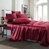 Ultra Soft Silk Like Satin 8 Piece Comforter Set (Comforter + Duvet Cover + Flat Sheet + Fitted Sheet 14" Deep Pocket + 4 Pillow Cases) Bedding Set Burgundy, Olympic Queen view 4