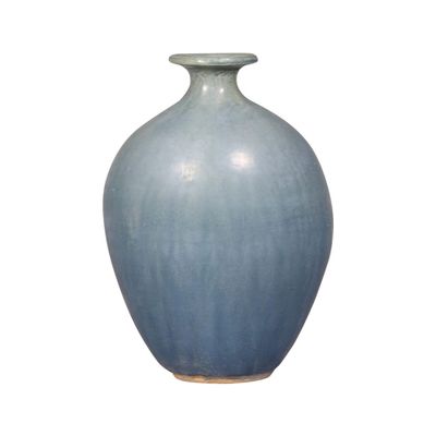 Artissance Vintage Style Ceramic Round Vase w/Small Opening, 11 Inch Tall, Antique Green (Size & Finish Vary)