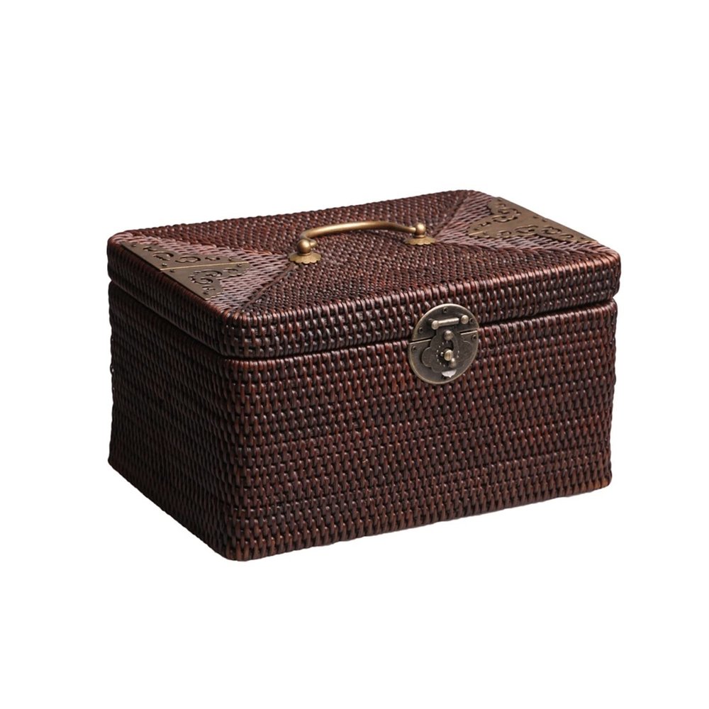 QRQFTNHB Laundry Basket Rattan Woven Storage Basket Handmade Storage Boxes Clothing Basket Portable Outdoor Travel-Bins (Size : 34.5 * 24 * 20cm)