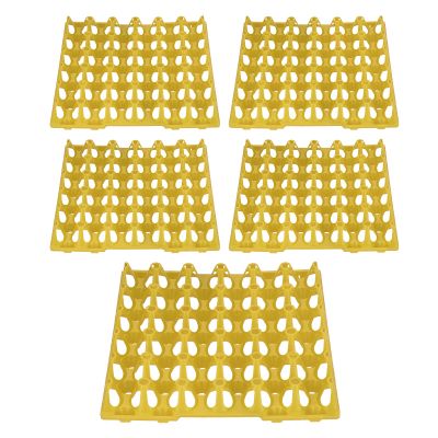 5PCS 30 Cell Plastic Egg Tray, Stackable Multi-function Egg Storage Container for Storage Transportation Home Farm Supplies (28.7 * 28.3cm)(Yellow)