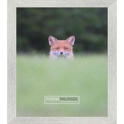 Poster Palooza 14x20 Distressed/Aged White Washed Complete Wood Picture Frame with UV Acrylic Plexiglass, Foam Board Backing & Hardware Included