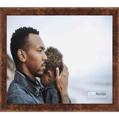 Poster Palooza 14x22 Traditional Walnut Complete Wood Picture Frame with UV Acrylic Plexiglass, Foam Board Backing & Hardware Included