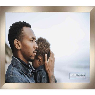 Poster Palooza 21x27 Contemporary Pewter Complete Wood Picture Frame with UV Acrylic Plexiglass, Foam Board Backing & Hardware Included