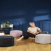Gouchee Home Dotcom Alfa Pouf Ottoman Soft Velour Footrest Gray view 2