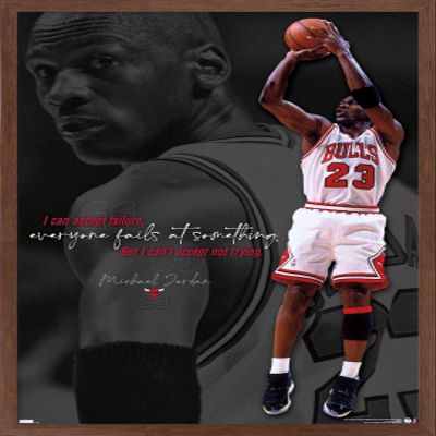 Trends International Michael Jordan - Can't Accept Not Trying Wall Poster, 22.375" x 34", Mahogany Framed Version