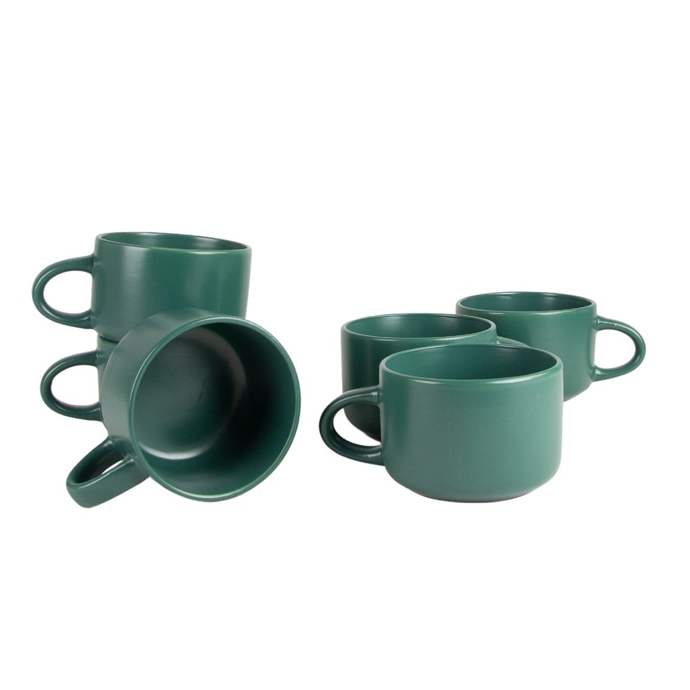 10 Strawberry Street Wazee Matte 4.75"/22 oz Oversized Mug, Set of 6, Emerald Green
