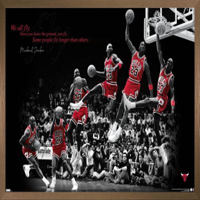 Trends International Michael Jordan - Fly Wall Poster, 22.375" x 34", Bronze Framed Version