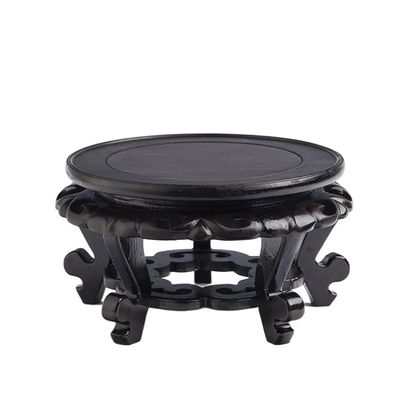 YUEYOULII Bonsai Display Stand Strange Stone Buddha Statue Ornament Base Teapot Bottom Tray Wooden Round Flower Pot Vase High Foot Base (Color : Black, Size : 40CM)