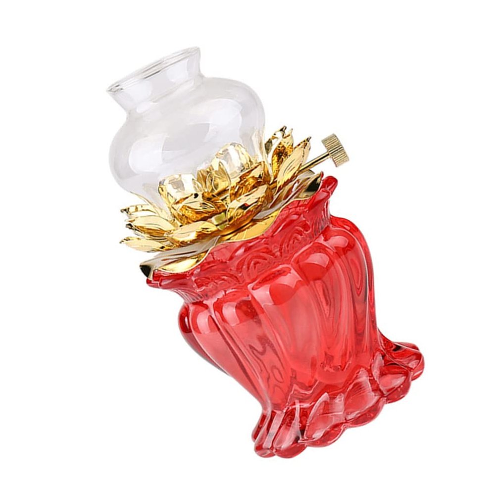 Cabilock Lotus-Shaped Kerosene Lamp for Worship Oil Light Adornment Lightweight Buddha Temple Decoration Sacred Atmosphere for Ceremonies and Meditation