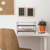 Cabilock Desktop Storage Shelf Counter Storage top Bookcase Desktop Bookshelf Organizer Plant Stand Storage Bookshelf Office Desktop Organizer Wall Bracket Wrought Iron Student Wooden view 3
