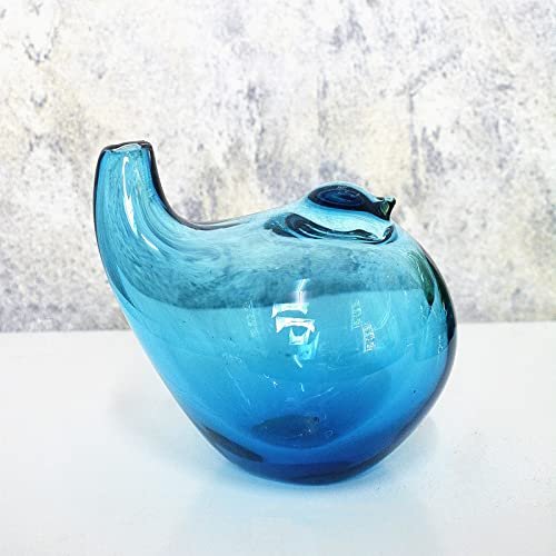 DECRZPB Coloured Glaze Handmade Glass Vase Blue Bird Figurine Blown Glass Paperweights Birthday Gift Table Ornaments Home Decor