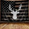 American Flag Hunting Large Tapestry, Western Black and White Country Deer Tapestry Wall Hanging for Men Bedroom Room, Rustic Camo Tapestries Poster Blanket College Dorm Home Decor 90X70 Inches view 1