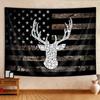 American Flag Hunting Large Tapestry, Western Black and White Country Deer Tapestry Wall Hanging for Men Bedroom Room, Rustic Camo Tapestries Poster Blanket College Dorm Home Decor 90X70 Inches view 2