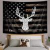 American Flag Hunting Large Tapestry, Western Black and White Country Deer Tapestry Wall Hanging for Men Bedroom Room, Rustic Camo Tapestries Poster Blanket College Dorm Home Decor 90X70 Inches view 3
