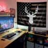 American Flag Hunting Large Tapestry, Western Black and White Country Deer Tapestry Wall Hanging for Men Bedroom Room, Rustic Camo Tapestries Poster Blanket College Dorm Home Decor 90X70 Inches view 4