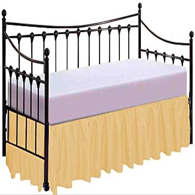 100% Cotton 600 Thread Count Daybed Skirt, 1 Piece Daybed Skirt Dust Ruffle Split Corners with 12" Drop Day Bed Skirts Three Side Coverage (Twin Size, Taupe)