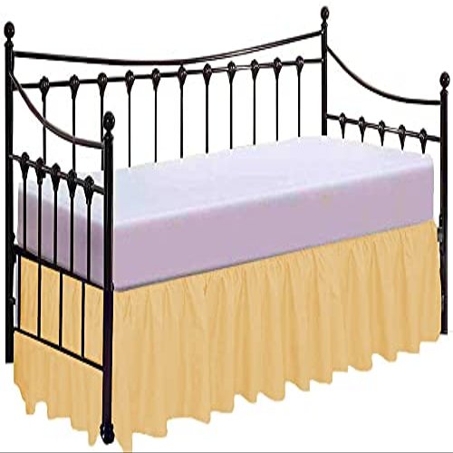 100% Cotton 600 Thread Count Daybed Skirt, 1 Piece Daybed Skirt Dust Ruffle Split Corners with 12" Drop Day Bed Skirts Three Side Coverage (Twin Size, Taupe)