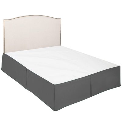 100% Cotton 600 Thread Count Dust Ruffled Classic Tailored Styling Pleated Bed Skirt, 1 Piece Box Pleated Bed Skirt 12" Drop Length (Queen Size, Dark Grey)