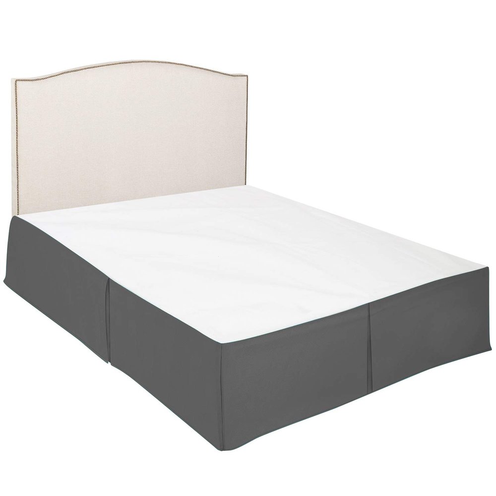 100% Cotton 600 Thread Count Dust Ruffled Classic Tailored Styling Pleated Bed Skirt, 1 Piece Box Pleated Bed Skirt 12" Drop Length (Queen Size, Dark Grey)