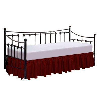 100% Cotton 600 Thread Count Daybed Skirt, 1 Piece Daybed Skirt Dust Ruffle Split Corners with 12" Drop Day Bed Skirts Three Side Coverage (Twin Size, Burgundy)