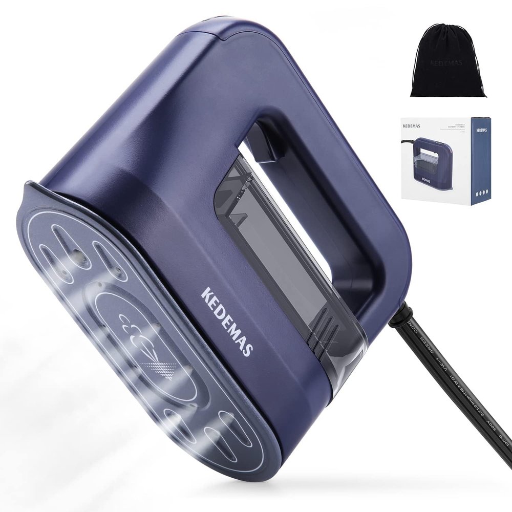 KEDEMAS Steamer Iron for Clothes,Portable Travel Mini Iron,1300W Powerful Garment Steamers,Horizontal, Vertical and Dry Ironing 4 in 1, 40s Fast Heat-up(Dark Blue)