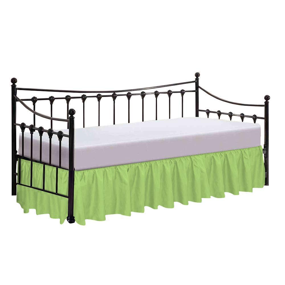 100% Cotton 600 Thread Count Daybed Skirt, 1 Piece Daybed Skirt Dust Ruffle Split Corners with 12" Drop Day Bed Skirts Three Side Coverage (Twin Size, Sage)