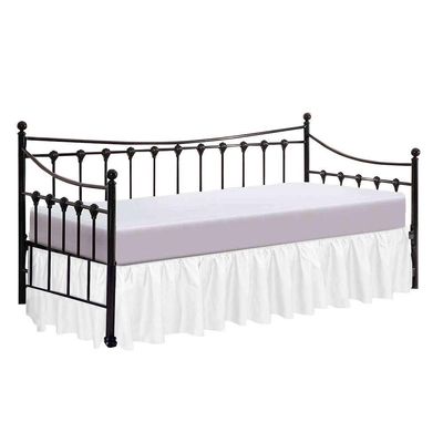 100% Cotton 600 Thread Count Daybed Skirt, 1 Piece Daybed Skirt Dust Ruffle Split Corners with 12" Drop Day Bed Skirts Three Side Coverage (Twin Size, White)
