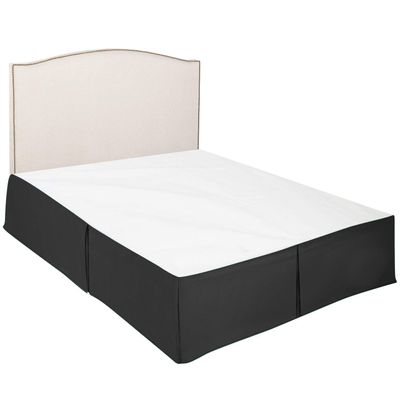 100% Cotton 600 Thread Count Dust Ruffled Classic Tailored Styling Pleated Bed Skirt, 1 Piece Box Pleated Bed Skirt 12" Drop Length (Queen Size, Black)