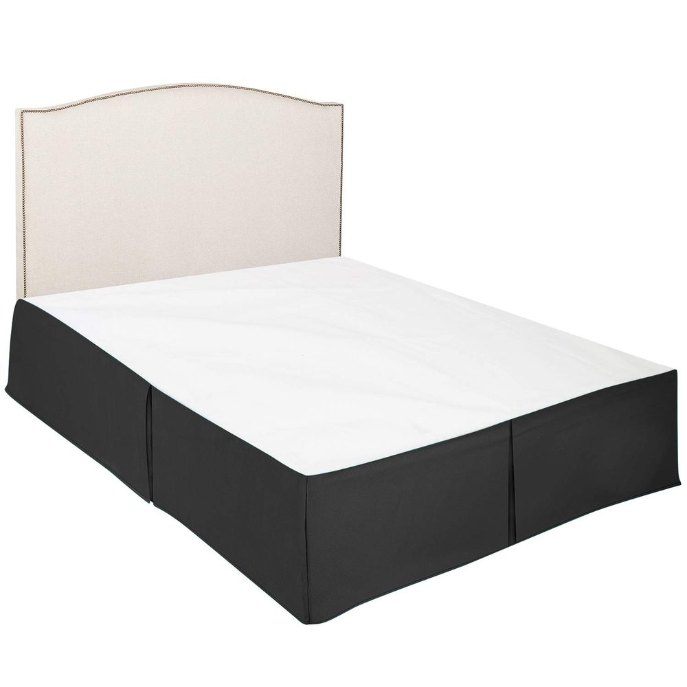 100% Cotton 600 Thread Count Dust Ruffled Classic Tailored Styling Pleated Bed Skirt, 1 Piece Box Pleated Bed Skirt 12" Drop Length (Queen Size, Black)