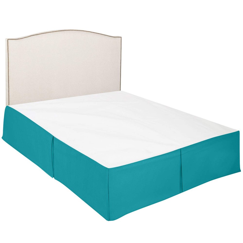 100% Cotton 600 Thread Count Dust Ruffled Classic Tailored Styling Pleated Bed Skirt, 1 Piece Box Pleated Bed Skirt 12" Drop Length (Full Size, Teal)