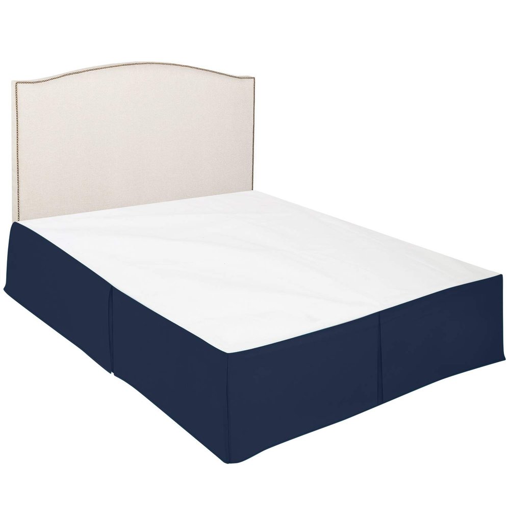 100% Cotton 600 Thread Count Dust Ruffled Classic Tailored Styling Pleated Bed Skirt, 1 Piece Box Pleated Bed Skirt 12" Drop Length (Full Size, Navy Blue)