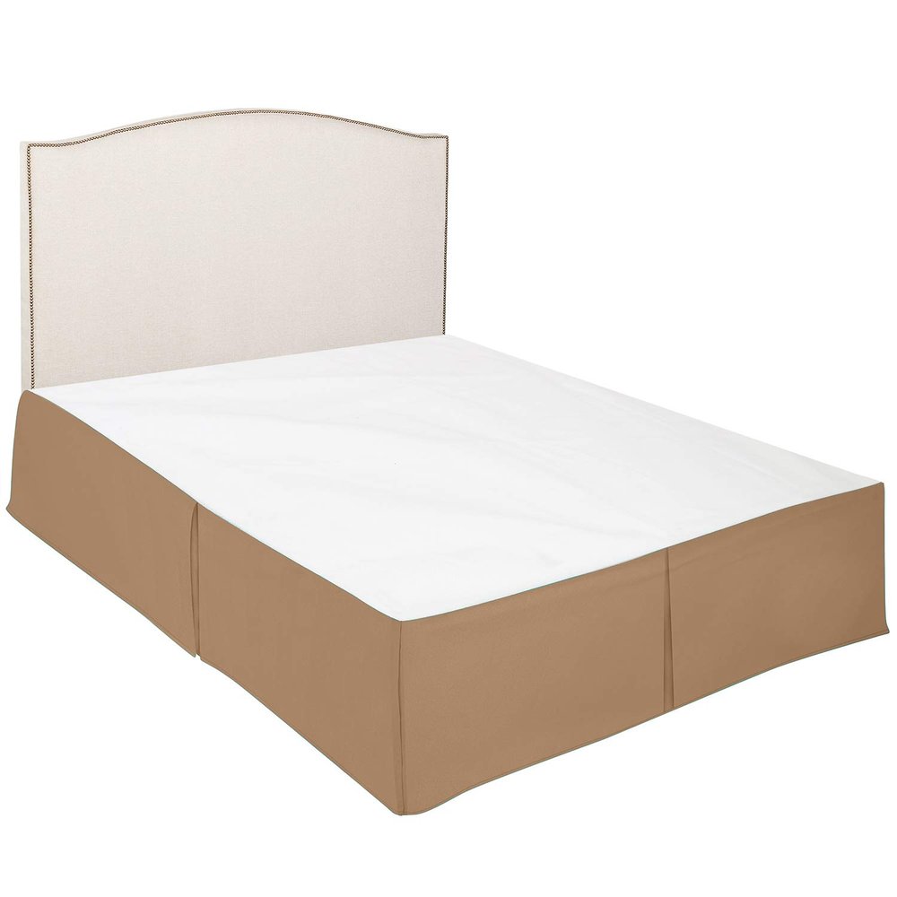100% Cotton 600 Thread Count Dust Ruffled Classic Tailored Styling Pleated Bed Skirt, 1 Piece Box Pleated Bed Skirt 12" Drop Length (Queen Size, Taupe)