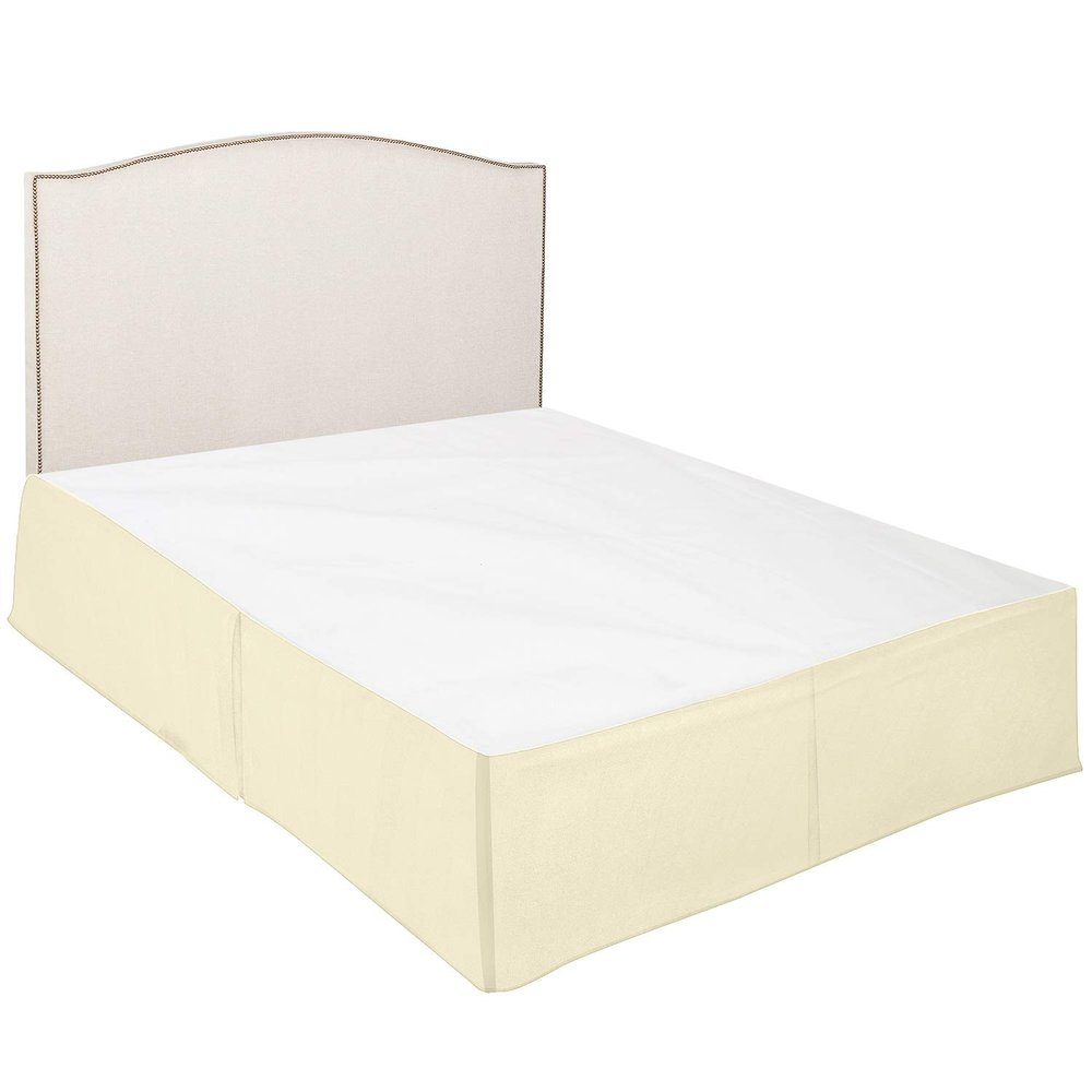 100% Cotton 600 Thread Count Dust Ruffled Classic Tailored Styling Pleated Bed Skirt, 1 Piece Box Pleated Bed Skirt 12" Drop Length (Full Size, Ivory)