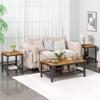 AWQM Coffee Table Industrial Coffee Table with 2 Square End Side Tables, Modern Living Room Table Set with Metal Frame for Apartment Home Office, Rustic Brown Set001 view 2