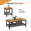 AWQM Coffee Table Industrial Coffee Table with 2 Square End Side Tables, Modern Living Room Table Set with Metal Frame for Apartment Home Office, Rustic Brown Set001 view 3