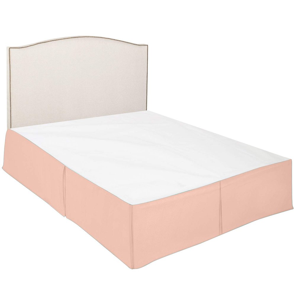 100% Cotton 600 Thread Count Dust Ruffled Classic Tailored Styling Pleated Bed Skirt, 1 Piece Box Pleated Bed Skirt 12" Drop Length (Queen Size, Peach)