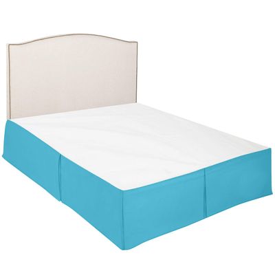 100% Cotton 600 Thread Count Dust Ruffled Classic Tailored Styling Pleated Bed Skirt, 1 Piece Box Pleated Bed Skirt 12" Drop Length (Queen Size, Turquoise)