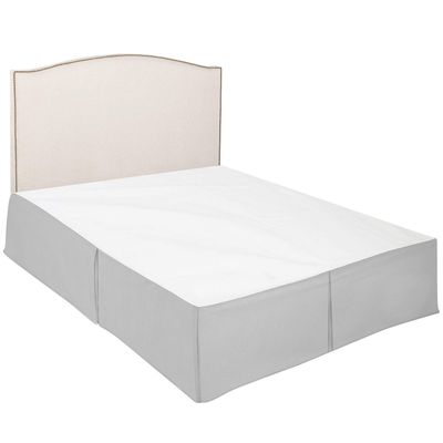 100% Cotton 600 Thread Count Dust Ruffled Classic Tailored Styling Pleated Bed Skirt, 1 Piece Box Pleated Bed Skirt 12" Drop Length (Queen Size, Light Grey)