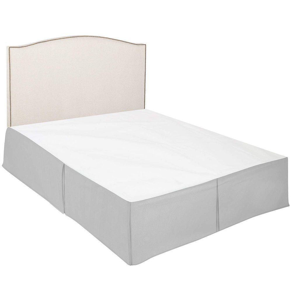 100% Cotton 600 Thread Count Dust Ruffled Classic Tailored Styling Pleated Bed Skirt, 1 Piece Box Pleated Bed Skirt 12" Drop Length (Queen Size, Light Grey)