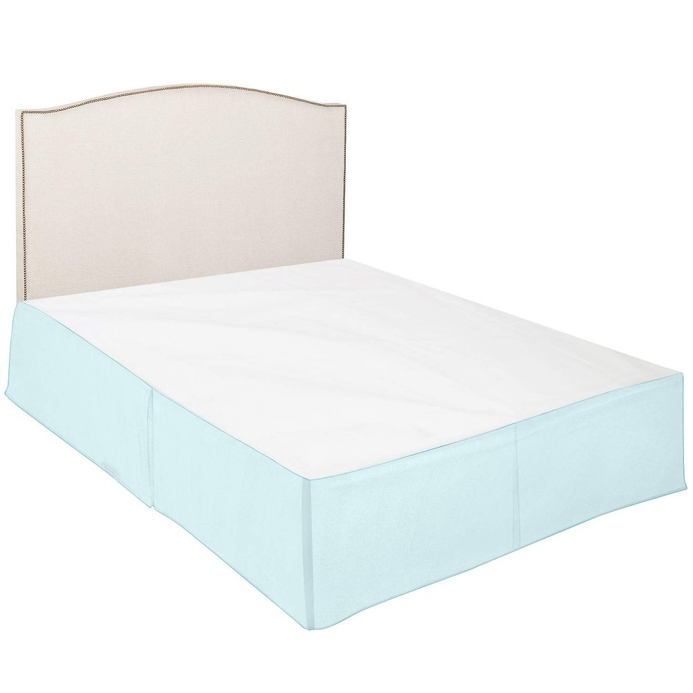 100% Cotton 600 Thread Count Dust Ruffled Classic Tailored Styling Pleated Bed Skirt, 1 Piece Box Pleated Bed Skirt 12" Drop Length (Queen Size, Aqua)