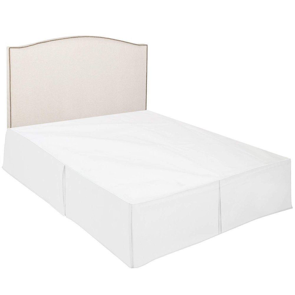 100% Cotton 600 Thread Count Dust Ruffled Classic Tailored Styling Pleated Bed Skirt, 1 Piece Box Pleated Bed Skirt 12" Drop Length (Twin Size, White)