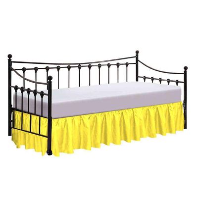 100% Cotton 600 Thread Count Daybed Skirt, 1 Piece Daybed Skirt Dust Ruffle Split Corners with 12" Drop Day Bed Skirts Three Side Coverage (Twin Size, Yellow)