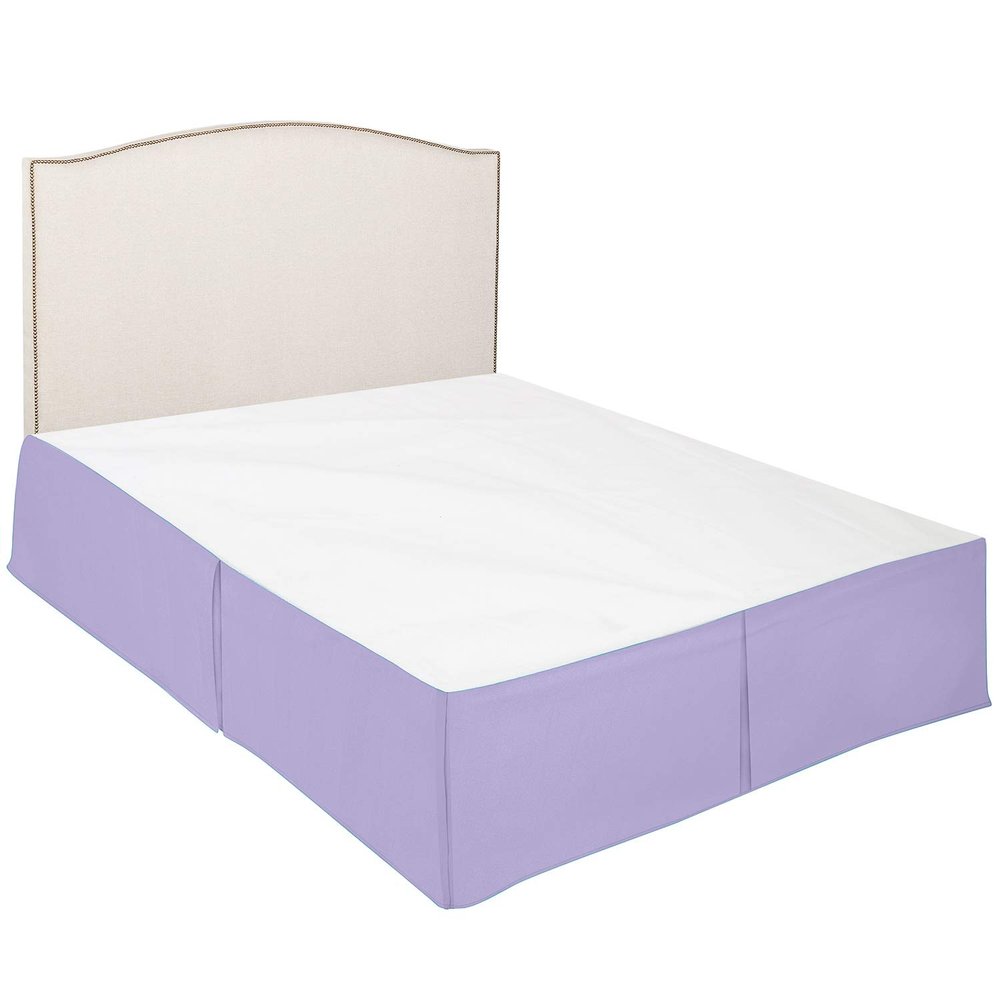 100% Cotton 600 Thread Count Dust Ruffled Classic Tailored Styling Pleated Bed Skirt, 1 Piece Box Pleated Bed Skirt 12" Drop Length (Queen Size, Lavender)